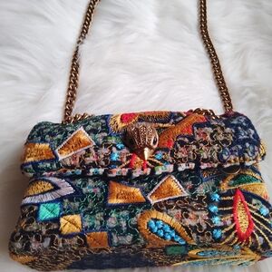 Embroidered Multicolor Chain Shoulder Bag